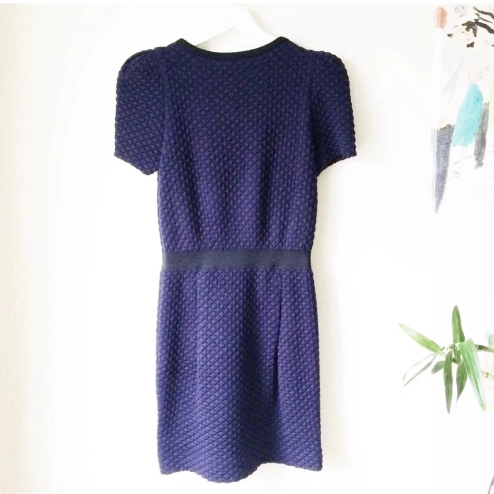SANDRO Paris Navy Textured mini dress - Picture 5 of 9